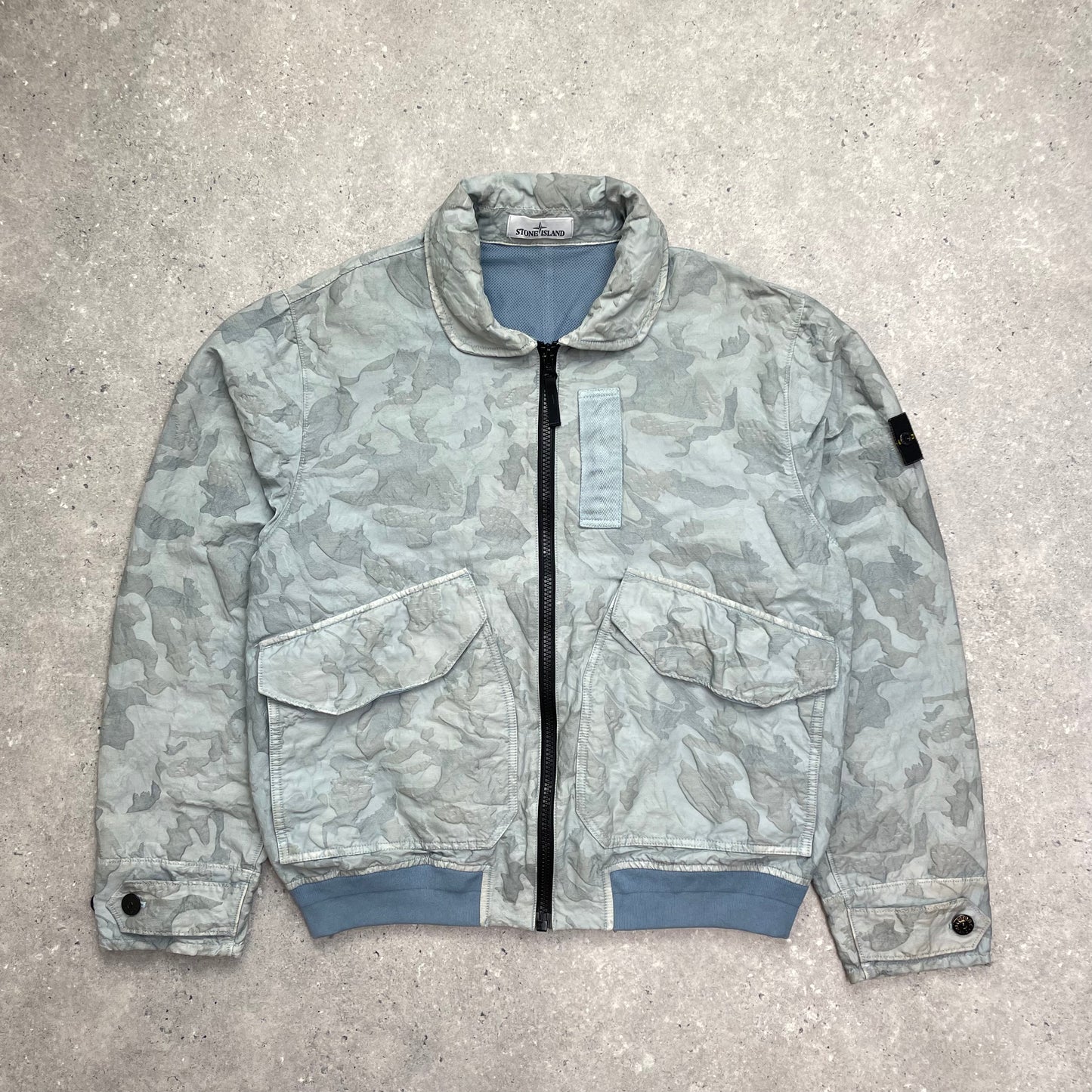Stone Island Blue Big Loom Camo Bomber Jacket
