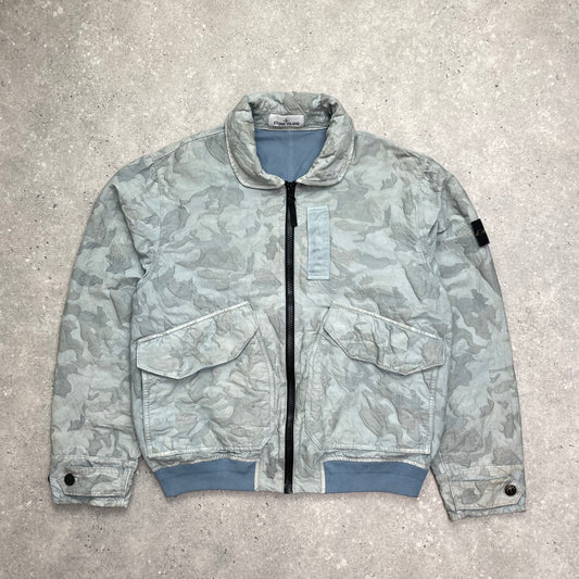 Stone Island Blue Big Loom Camo Bomber Jacket