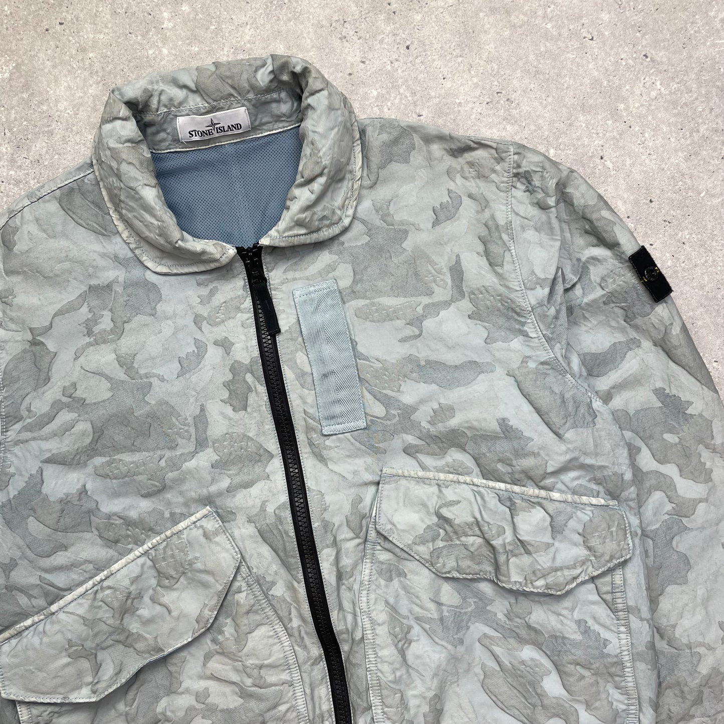 Stone Island Blue Big Loom Camo Bomber Jacket