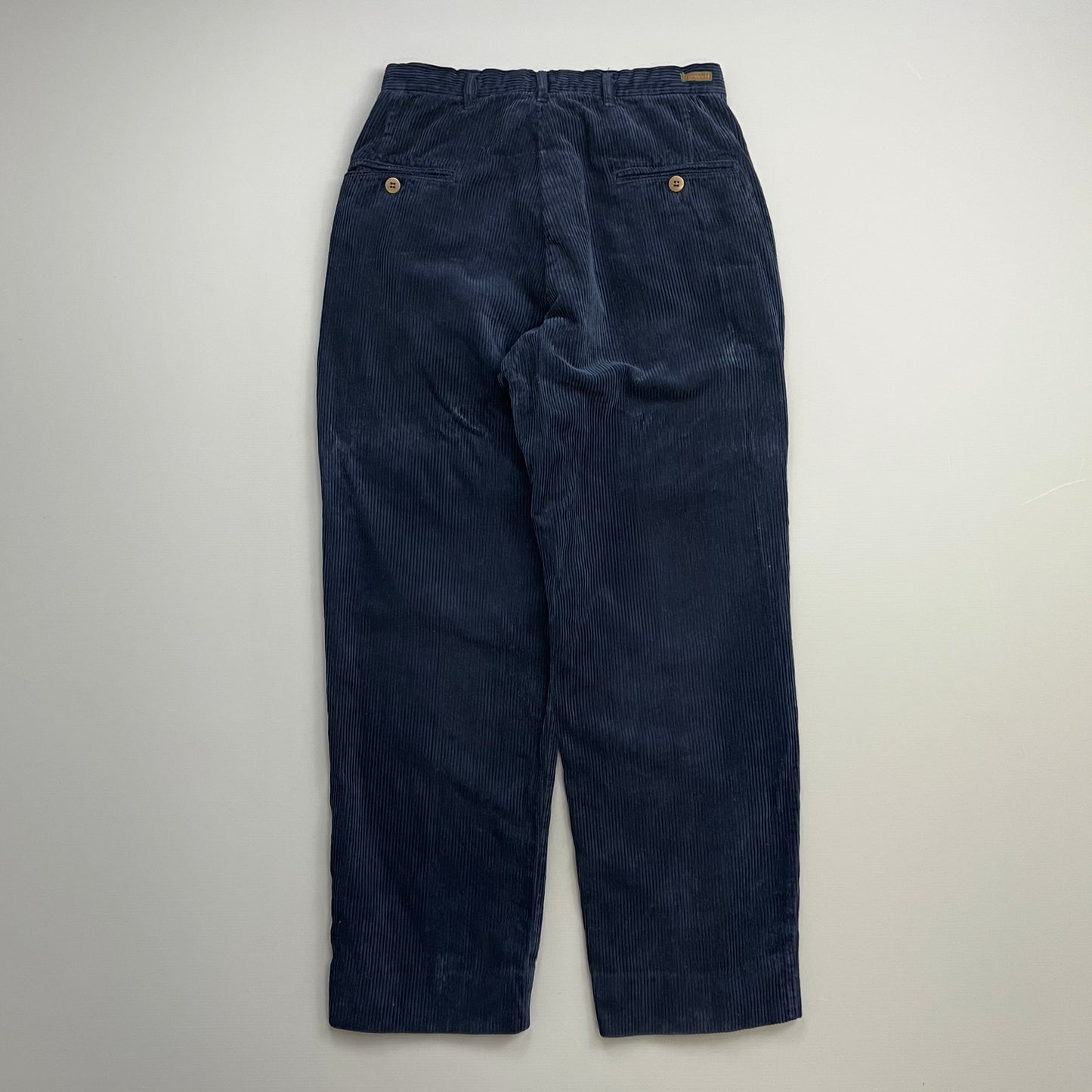 Boneville Navy 90s Pleated Thick Corduroy Trousers