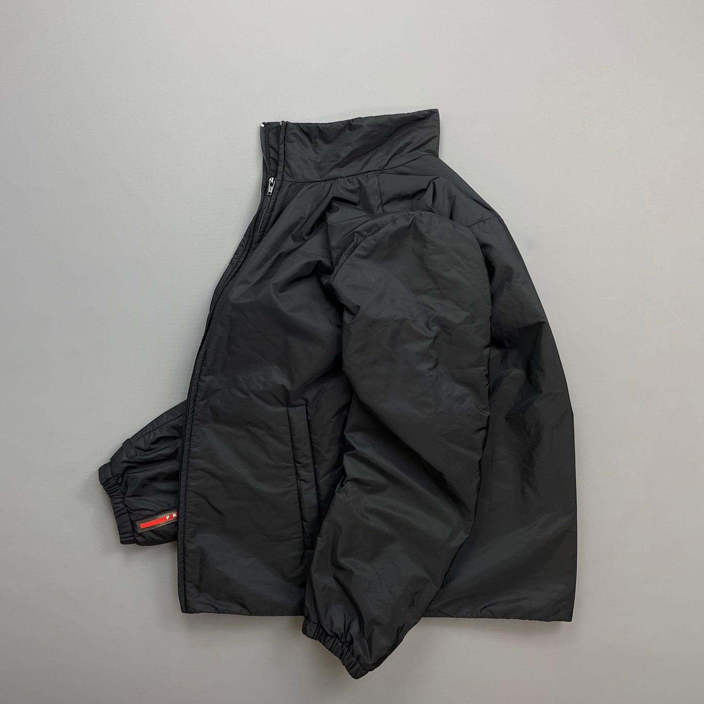 Prada Sport Black 2014 Nylon Padded Liner Harrington Bomber Jacket