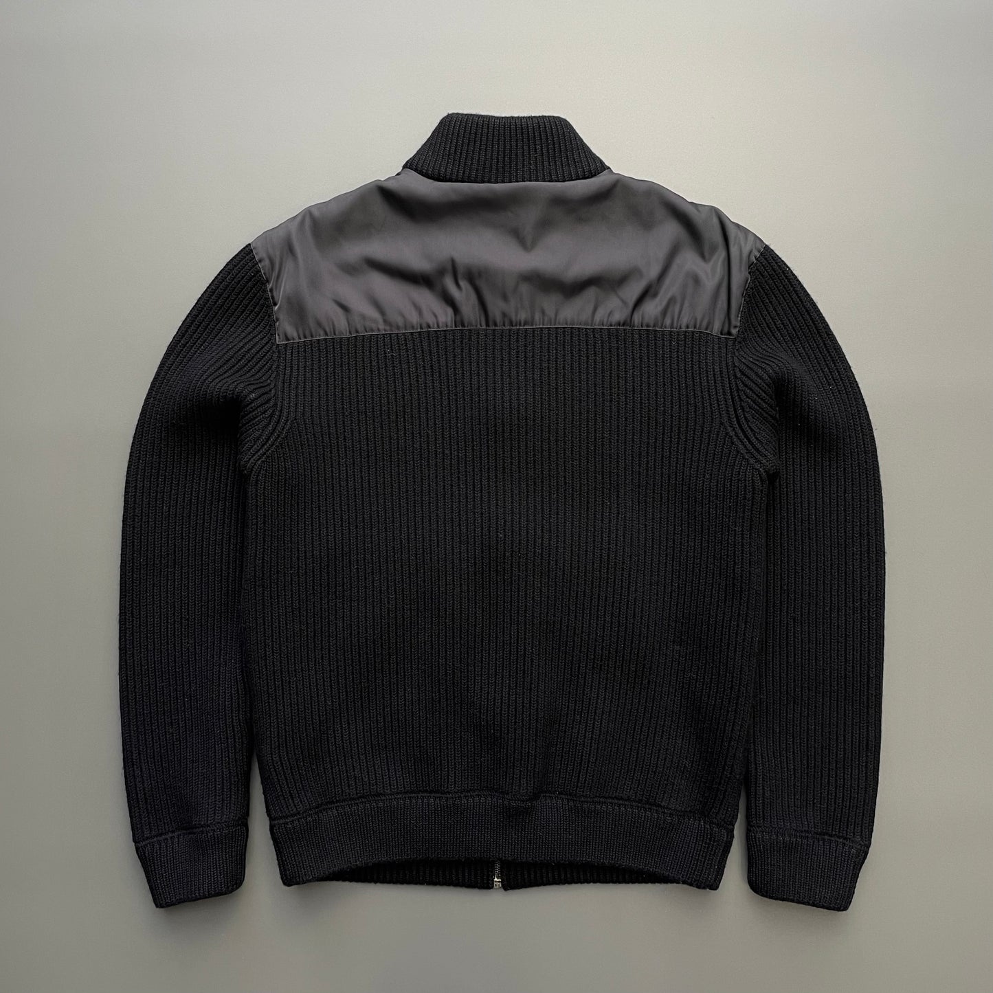 Prada Navy 2010 Wool & Nylon Panelled Knit Cardigan Jacket