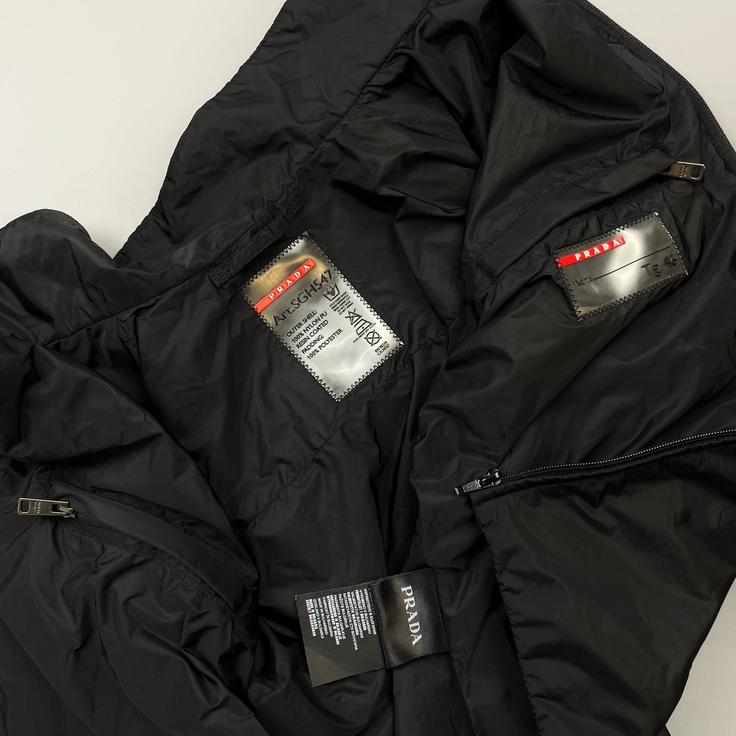 Prada Sport Black 2014 Nylon Padded Liner Harrington Bomber Jacket