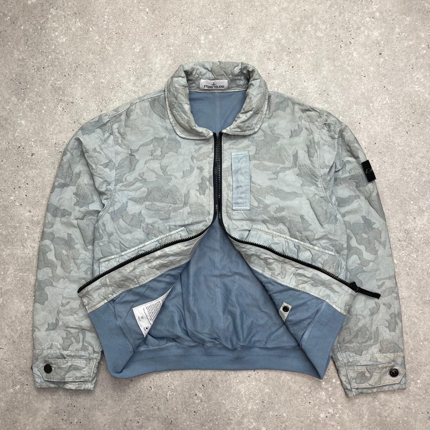 Stone Island Blue Big Loom Camo Bomber Jacket