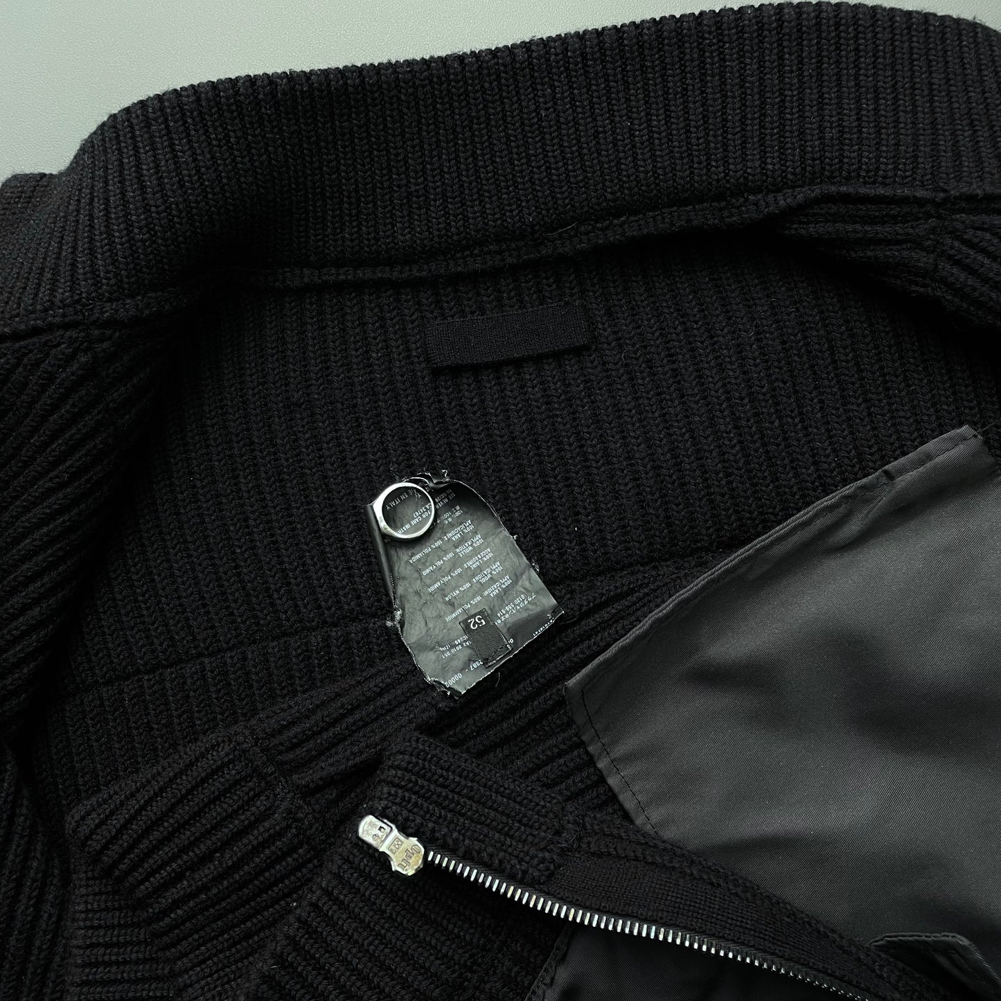 Prada Navy 2010 Wool & Nylon Panelled Knit Cardigan Jacket