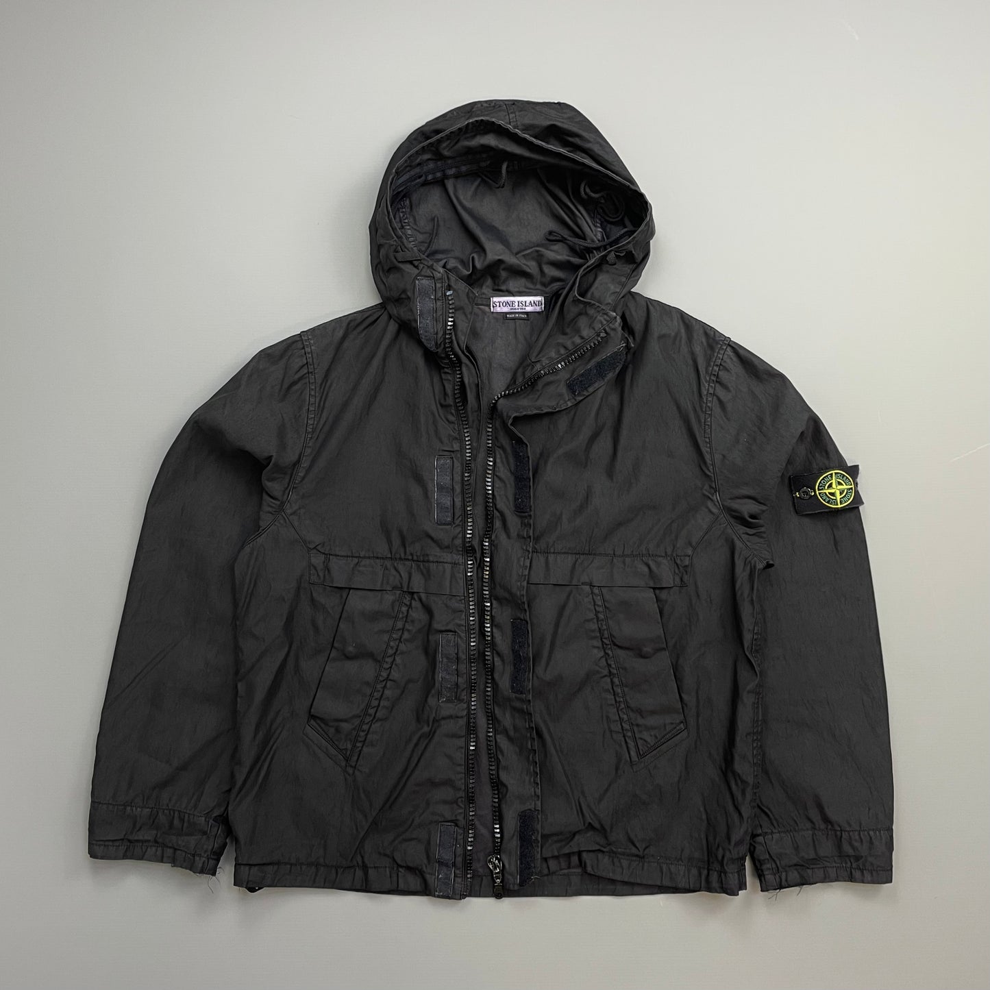 Stone Island Black AW05 Asymmetrical Zip Dutch Rope Lined Hooded Jacket
