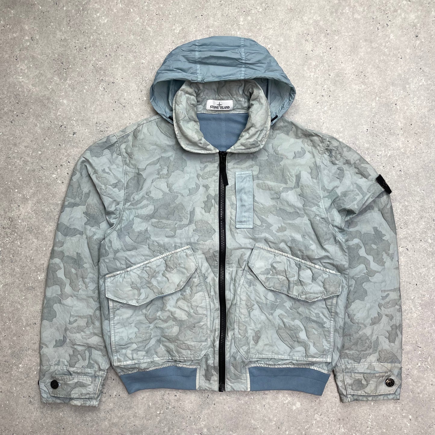 Stone Island Blue Big Loom Camo Bomber Jacket