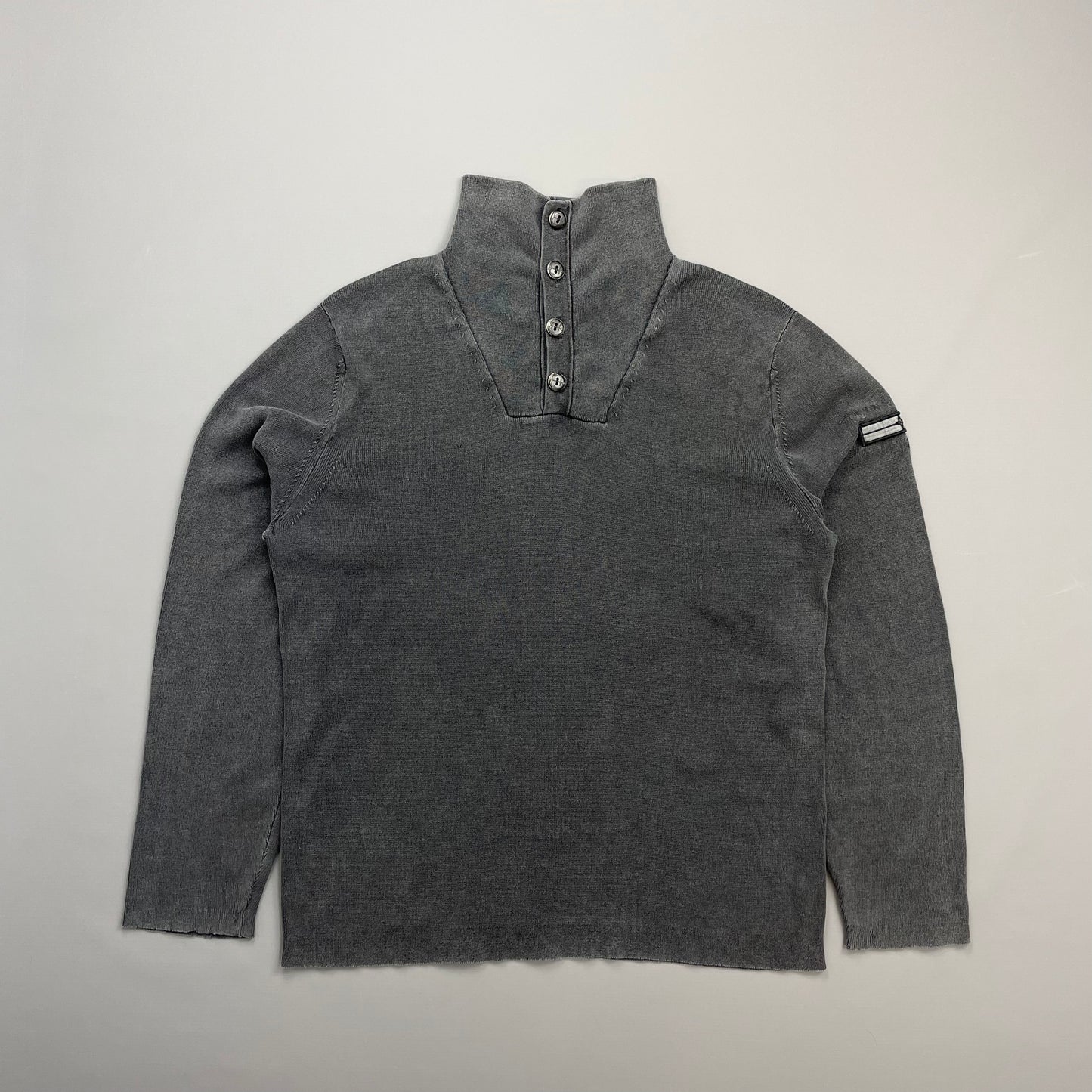 Stone Island Denims Grey AW08 Cotton Button-Up Collared Lightweight Jumper