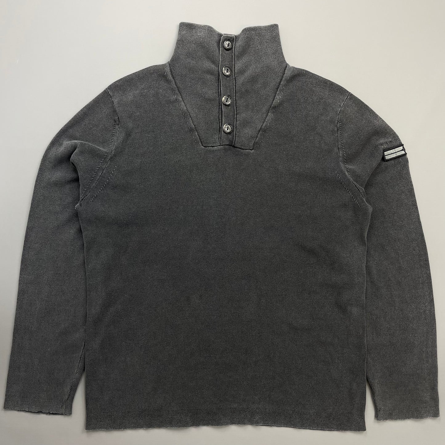 Stone Island Denims Grey AW08 Cotton Button-Up Collared Lightweight Jumper