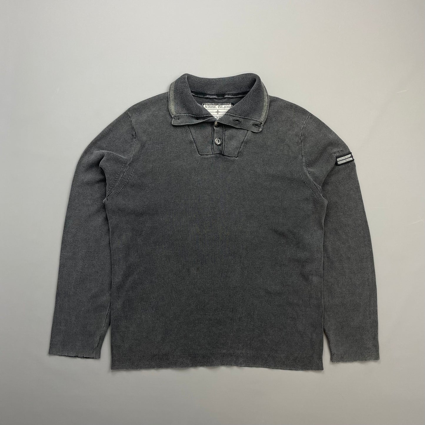 Stone Island Denims Grey AW08 Cotton Button-Up Collared Lightweight Jumper