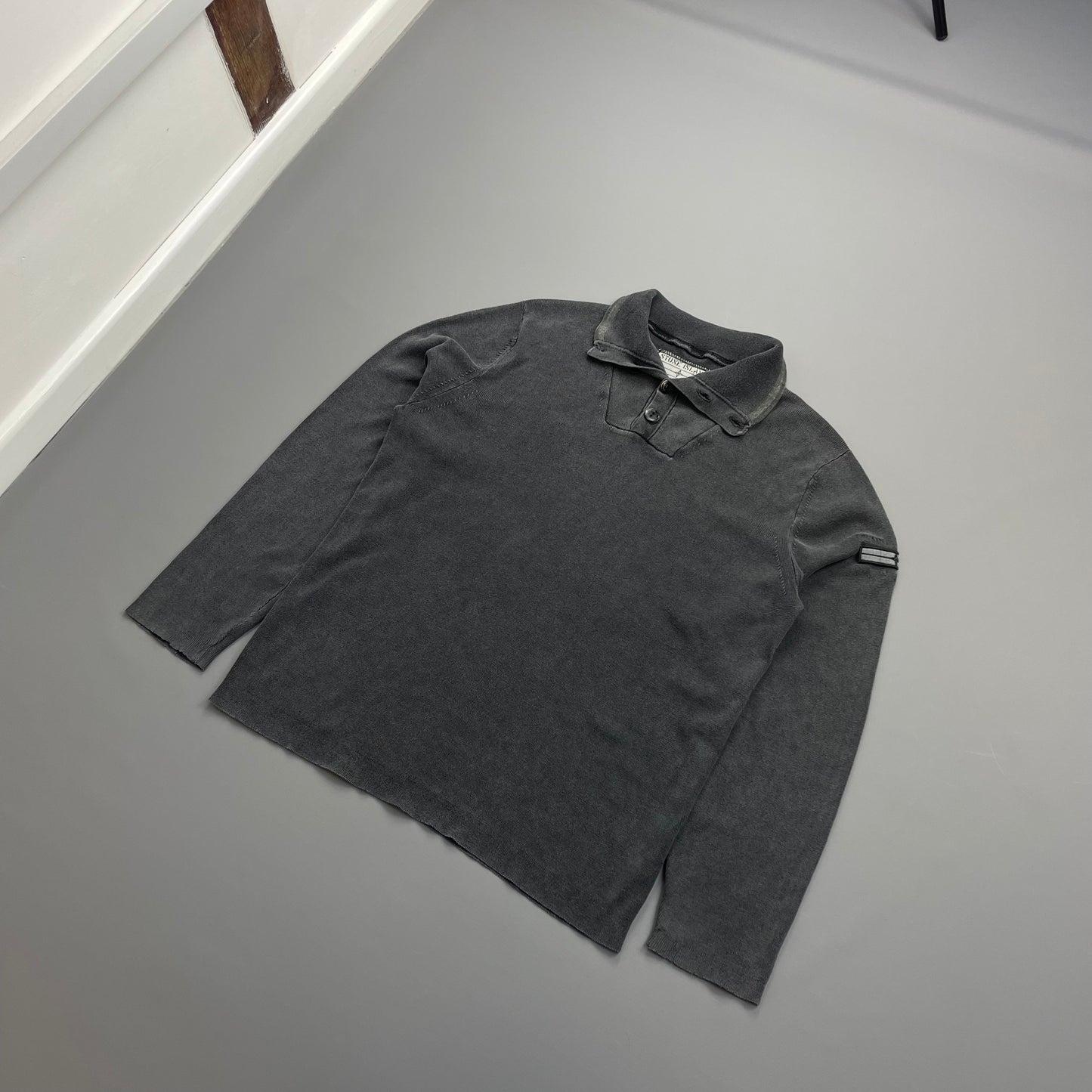 Stone Island Denims Grey AW08 Cotton Button-Up Collared Lightweight Jumper