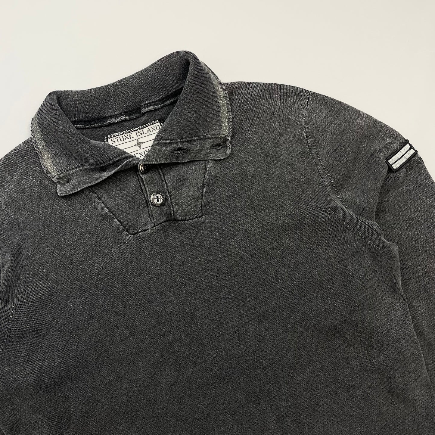 Stone Island Denims Grey AW08 Cotton Button-Up Collared Lightweight Jumper