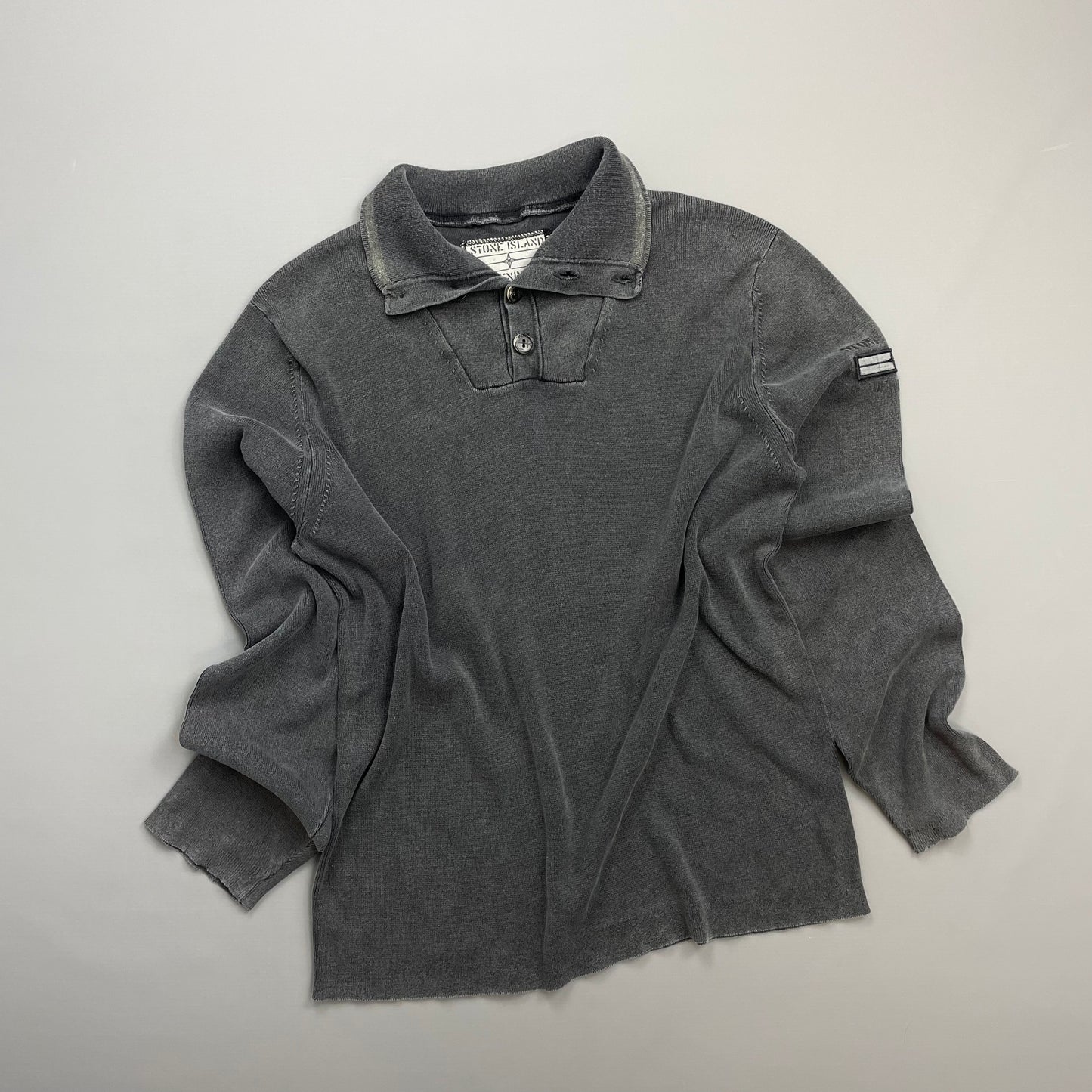 Stone Island Denims Grey AW08 Cotton Button-Up Collared Lightweight Jumper
