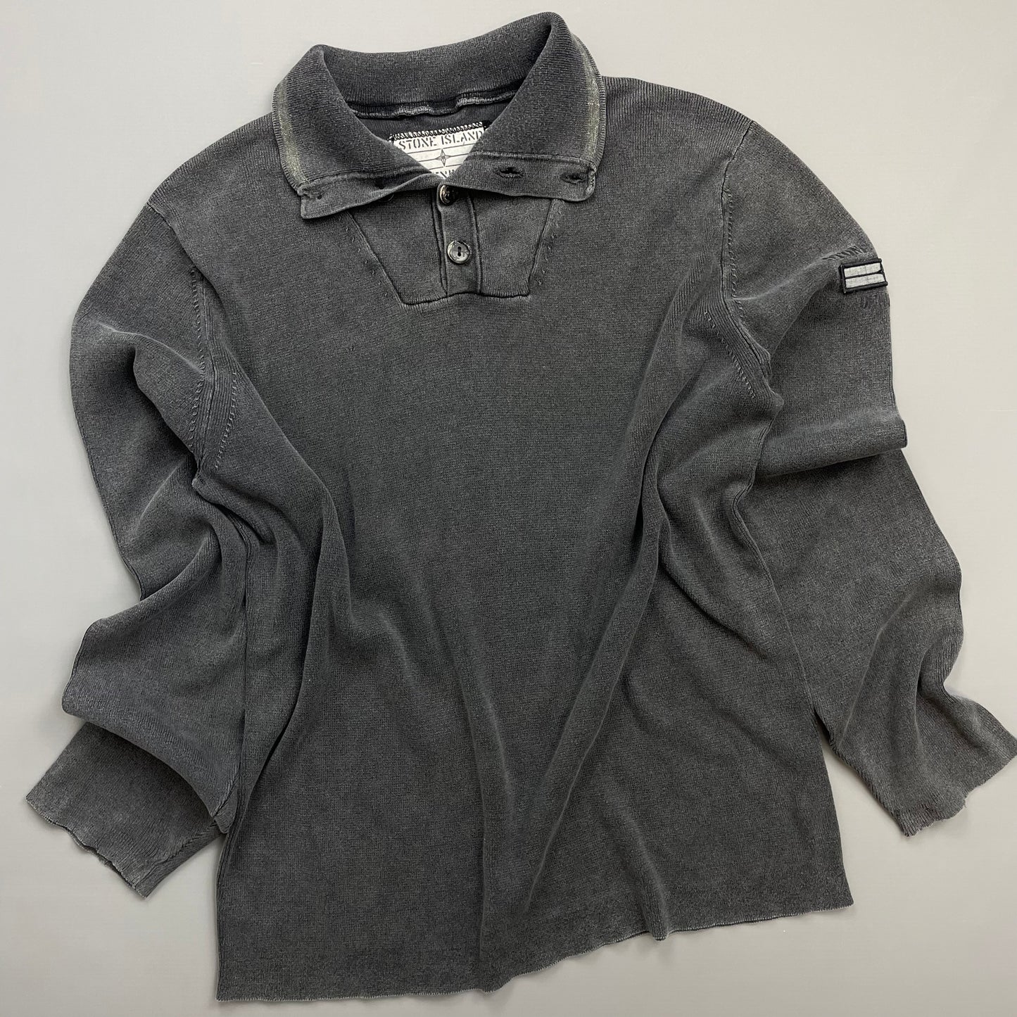 Stone Island Denims Grey AW08 Cotton Button-Up Collared Lightweight Jumper