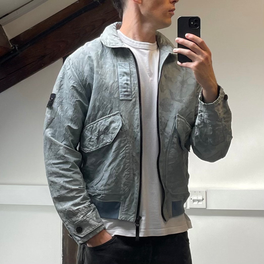 Stone Island Blue Big Loom Camo Bomber Jacket