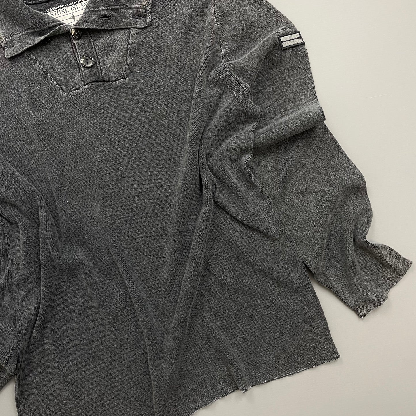 Stone Island Denims Grey AW08 Cotton Button-Up Collared Lightweight Jumper