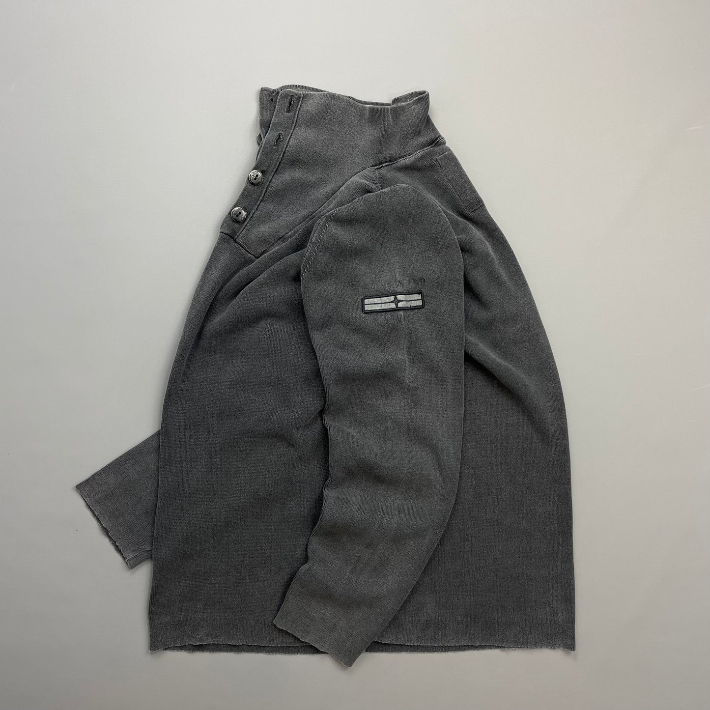 Stone Island Denims Grey AW08 Cotton Button-Up Collared Lightweight Jumper