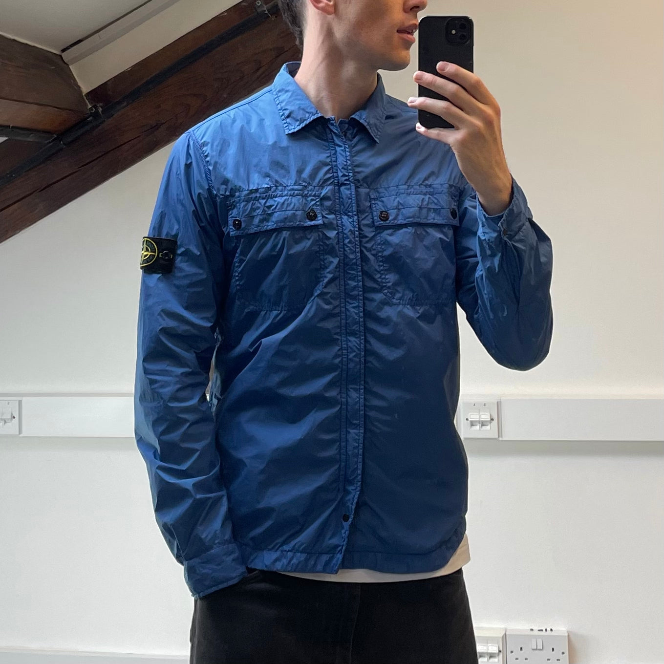 Stone Island Blue SS13 Cotton-Lined Nylon Overshirt Jacket