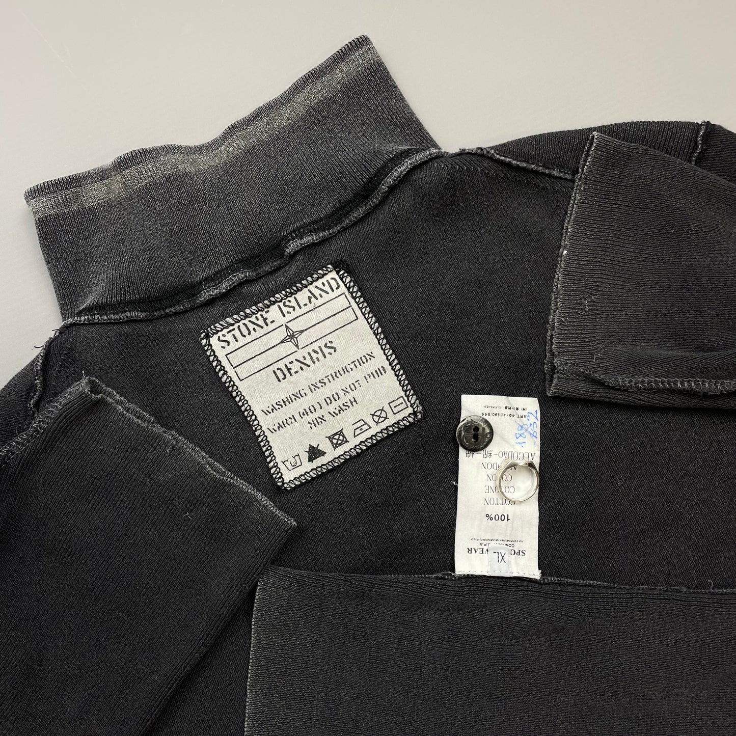 Stone Island Denims Grey AW08 Cotton Button-Up Collared Lightweight Jumper