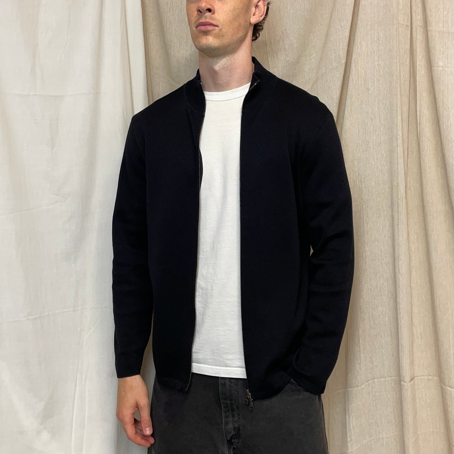 Prada Sport Black 00s Wool Knit Zip-Through Cardigan Jumper