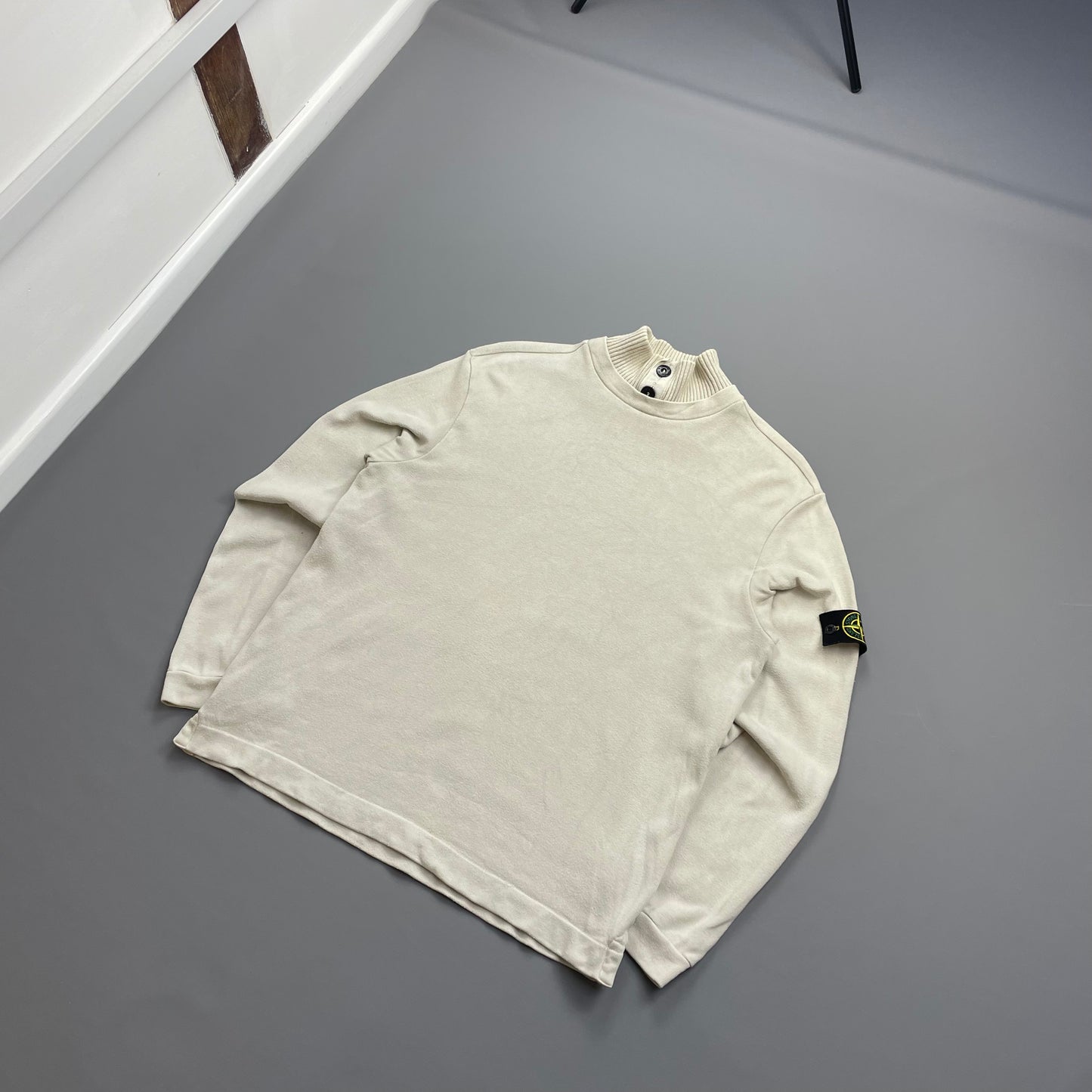 Stone Island Grey AW02 Button-Up Collared Jumper
