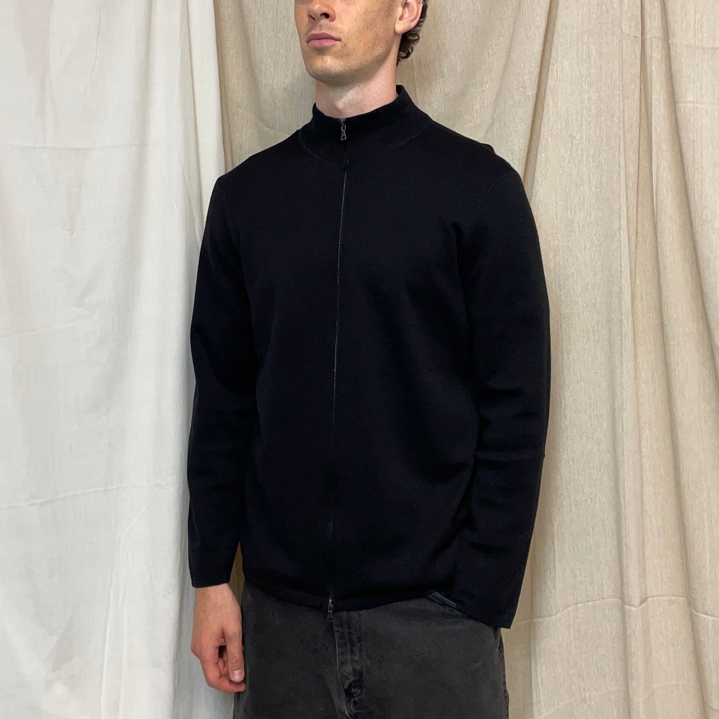 Prada Sport Black 00s Wool Knit Zip-Through Cardigan Jumper