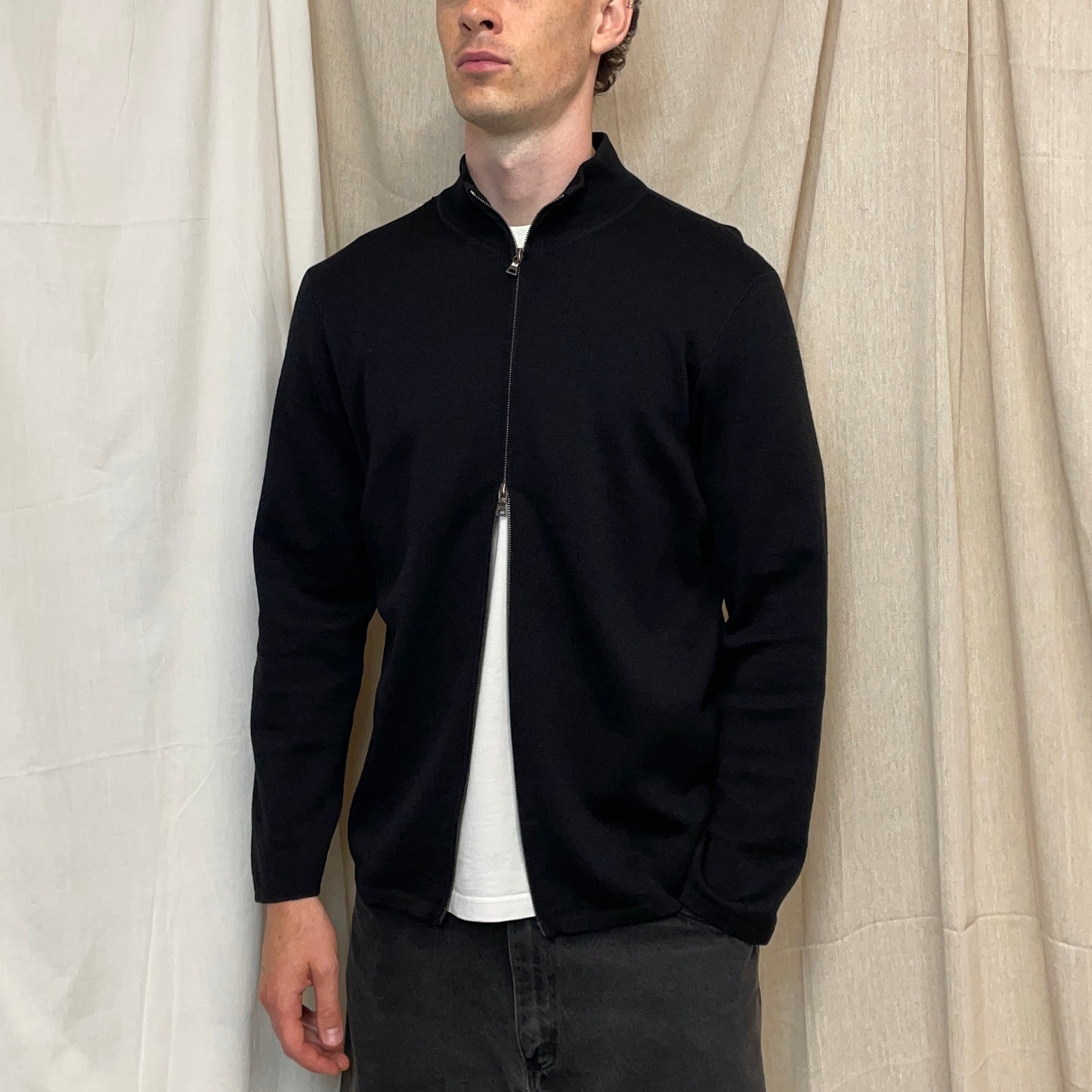 Prada Sport Black 00s Wool Knit Zip-Through Cardigan Jumper