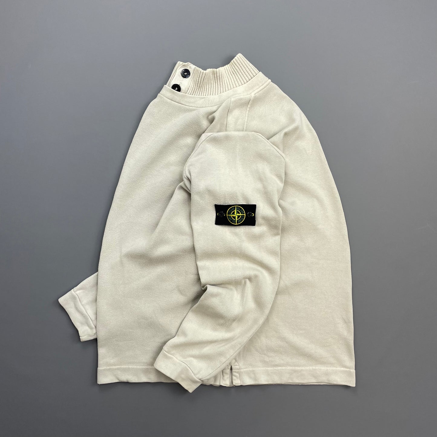 Stone Island Grey AW02 Button-Up Collared Jumper
