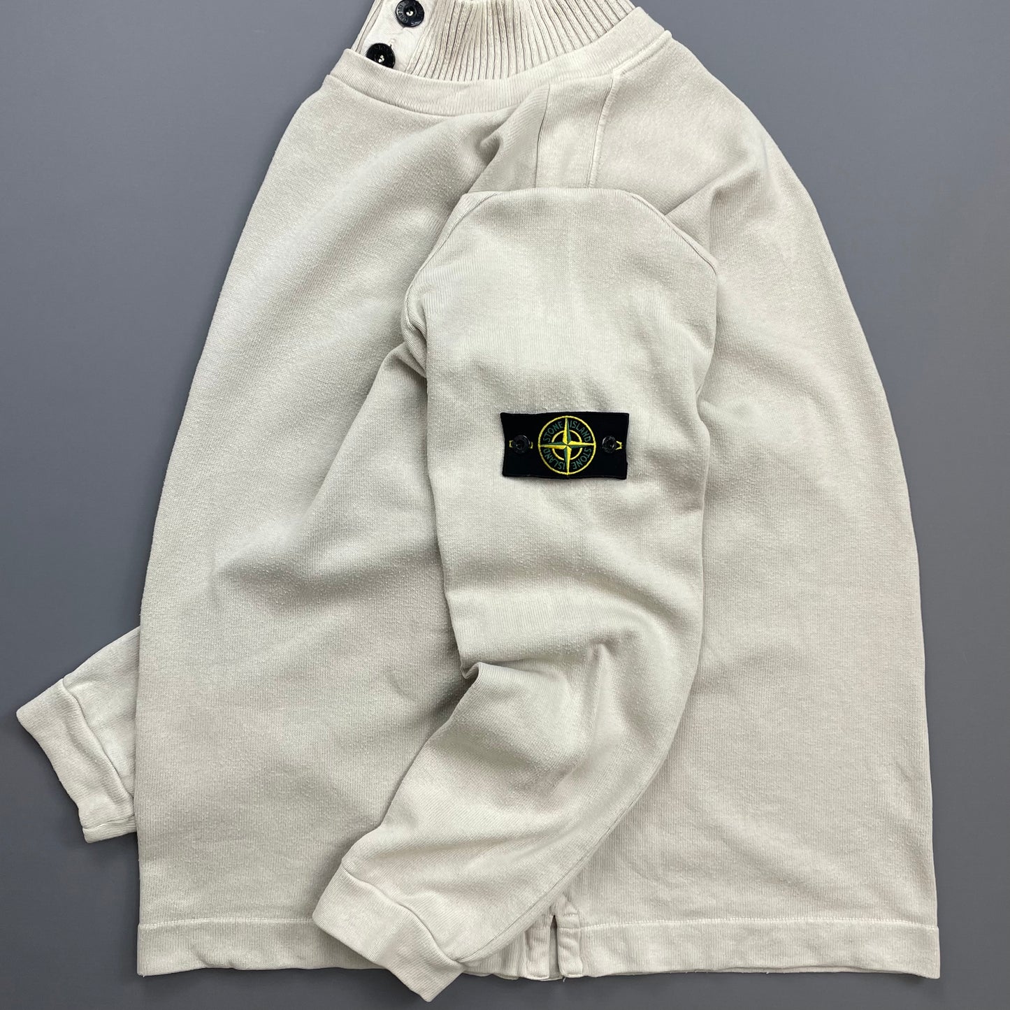Stone Island Grey AW02 Button-Up Collared Jumper