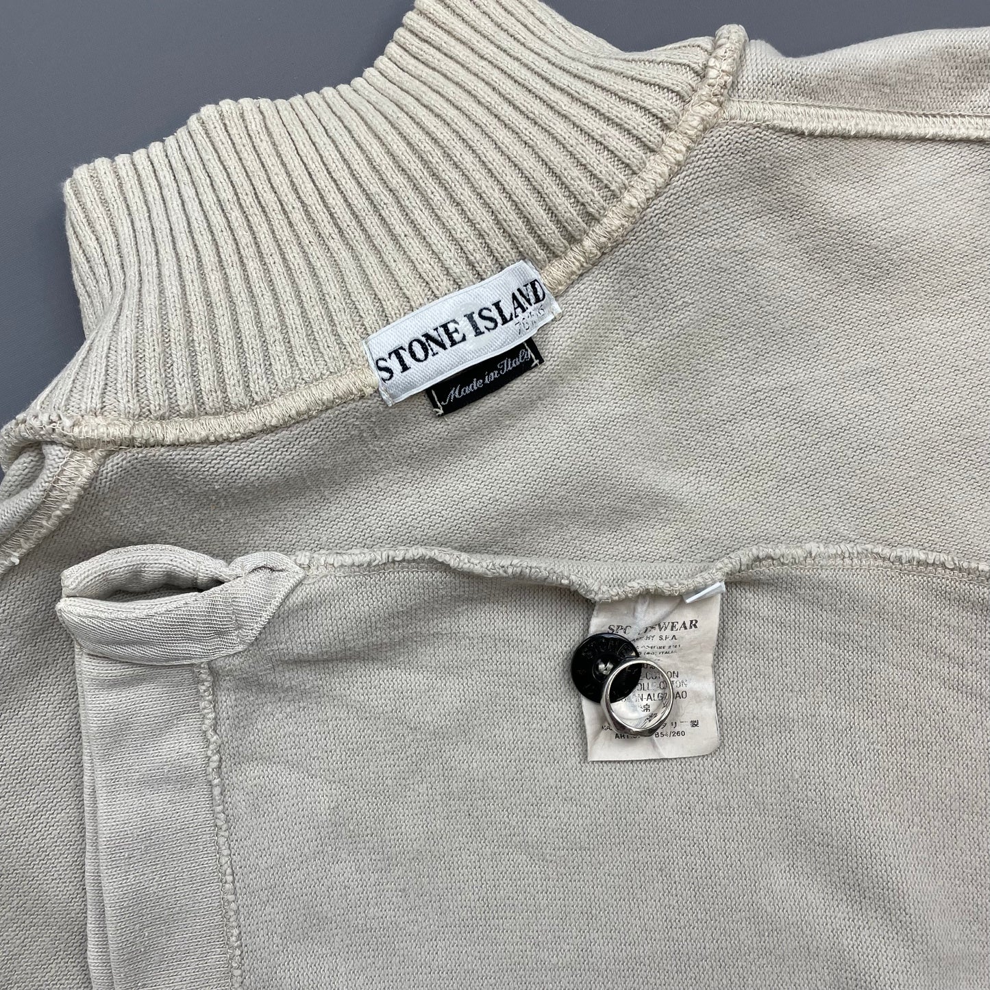 Stone Island Grey AW02 Button-Up Collared Jumper