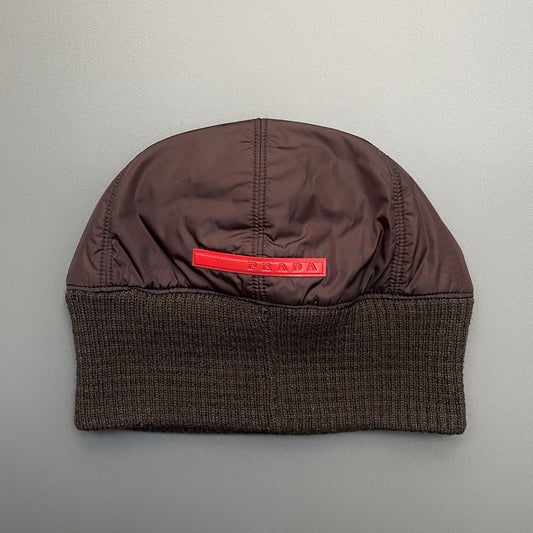Prada Sport Burgundy & Khaki 00s Nylon & Wool Technical Beanie
