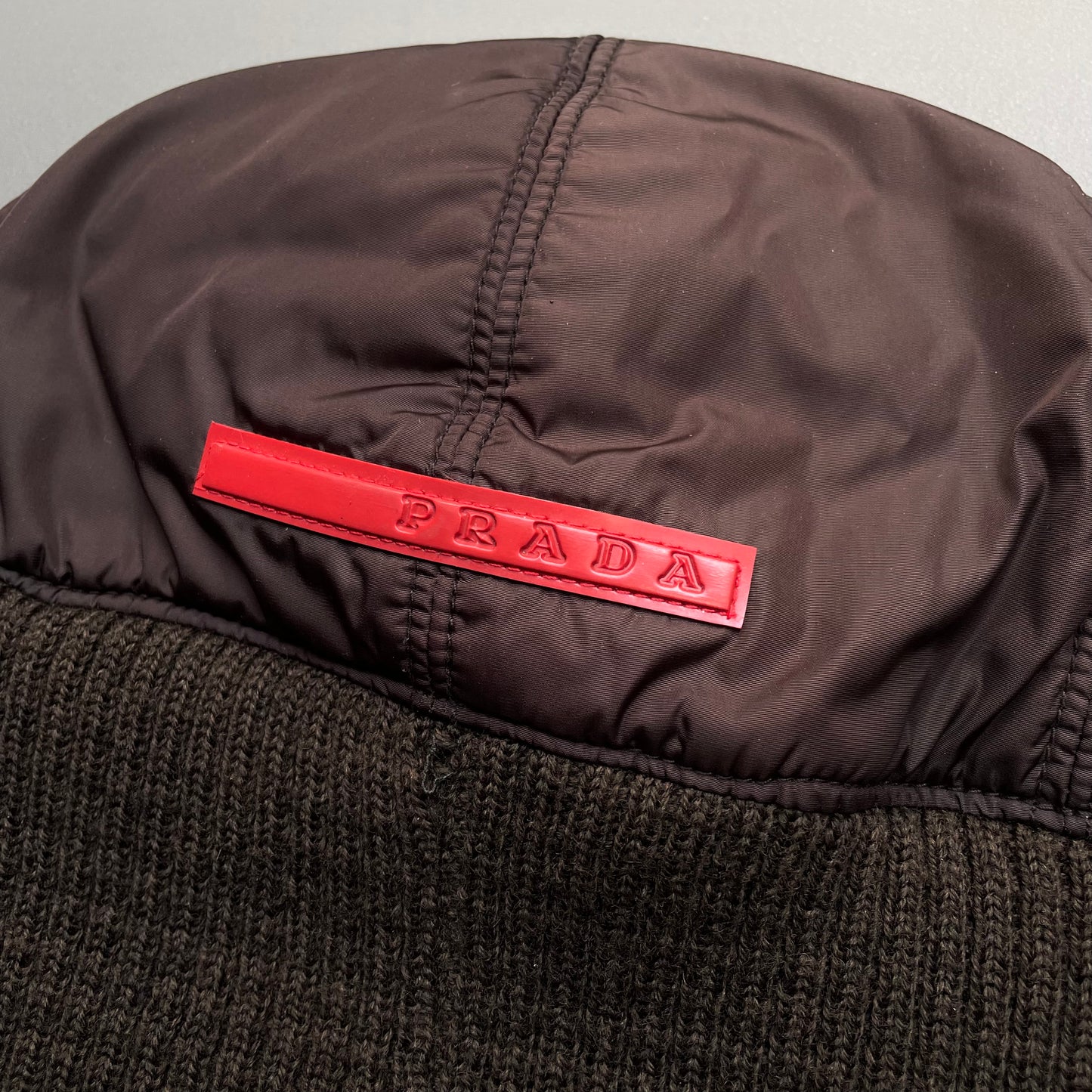 Prada Sport Burgundy & Khaki 00s Nylon & Wool Technical Beanie