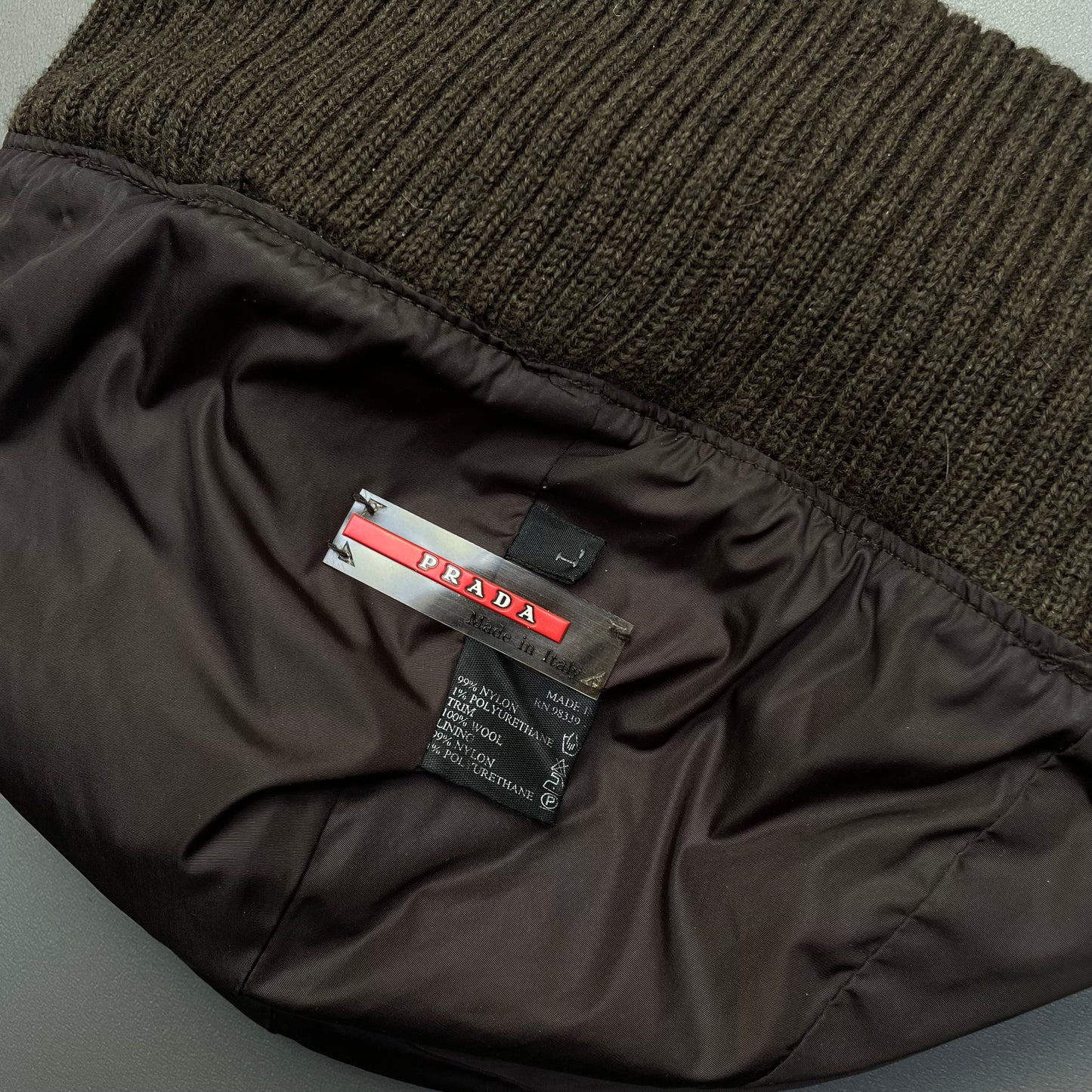 Prada Sport Burgundy & Khaki 00s Nylon & Wool Technical Beanie