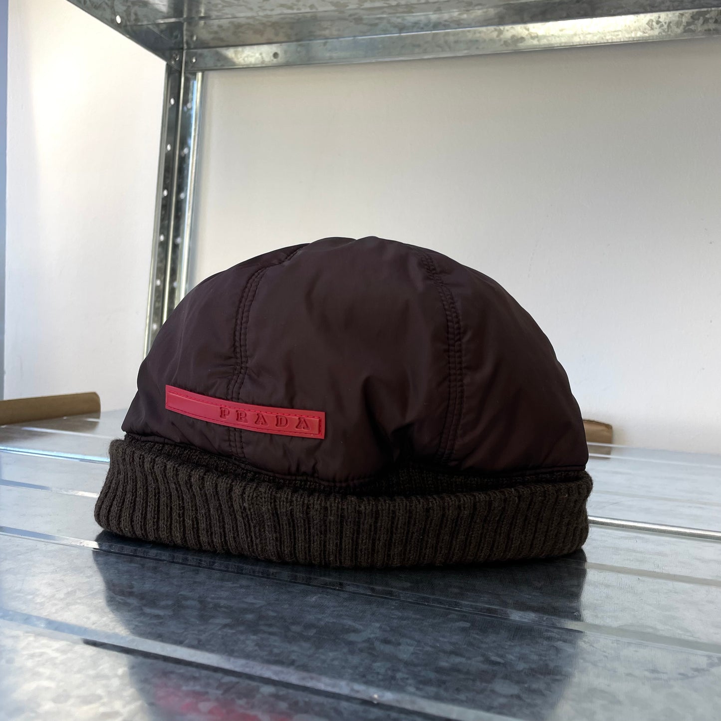 Prada Sport Burgundy & Khaki 00s Nylon & Wool Technical Beanie