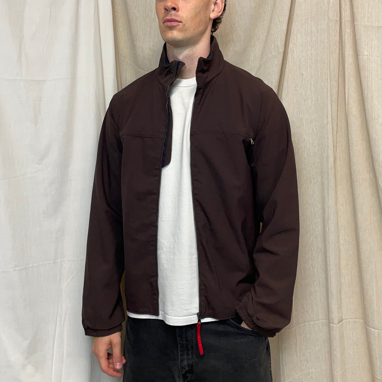 Prada Sport Burgundy 00s Nylon Lightweight Technical Zip-Through Jacket