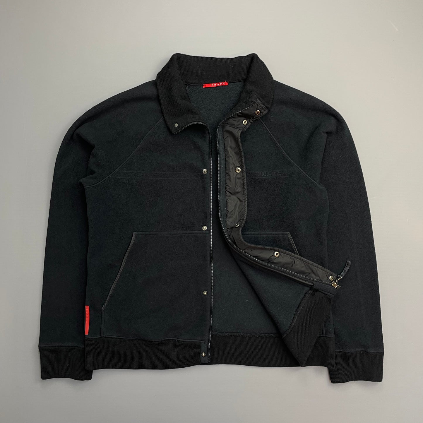 Prada Sport Black 2007 Technical Wool Fleece Jacket