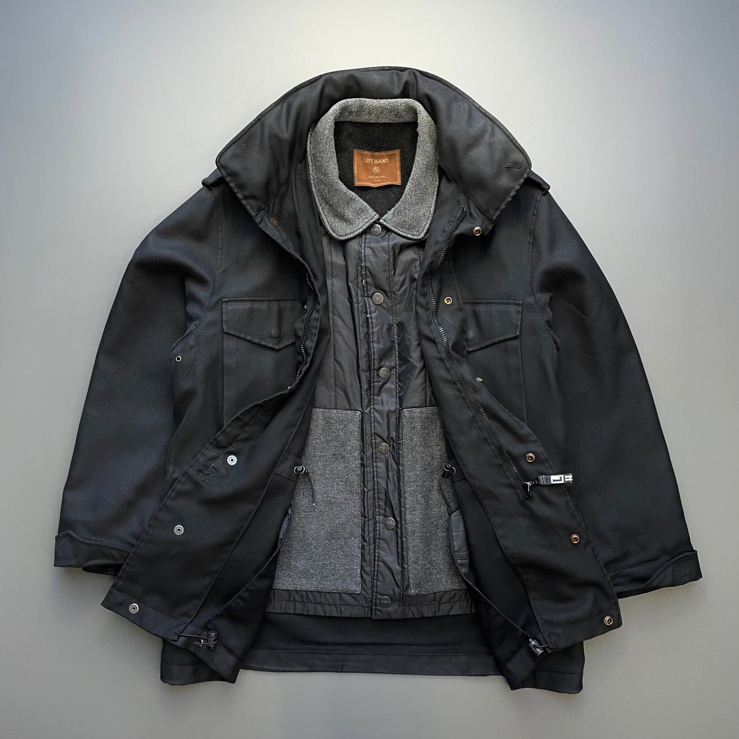 Left Hand Massimo Osti Studio Black 90s Liner Military Field Jacket