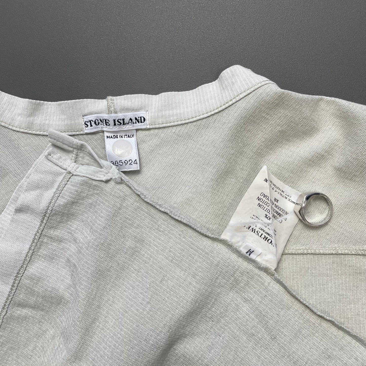 Stone Island Grey SS02 Stitch Spellout T-Shirt