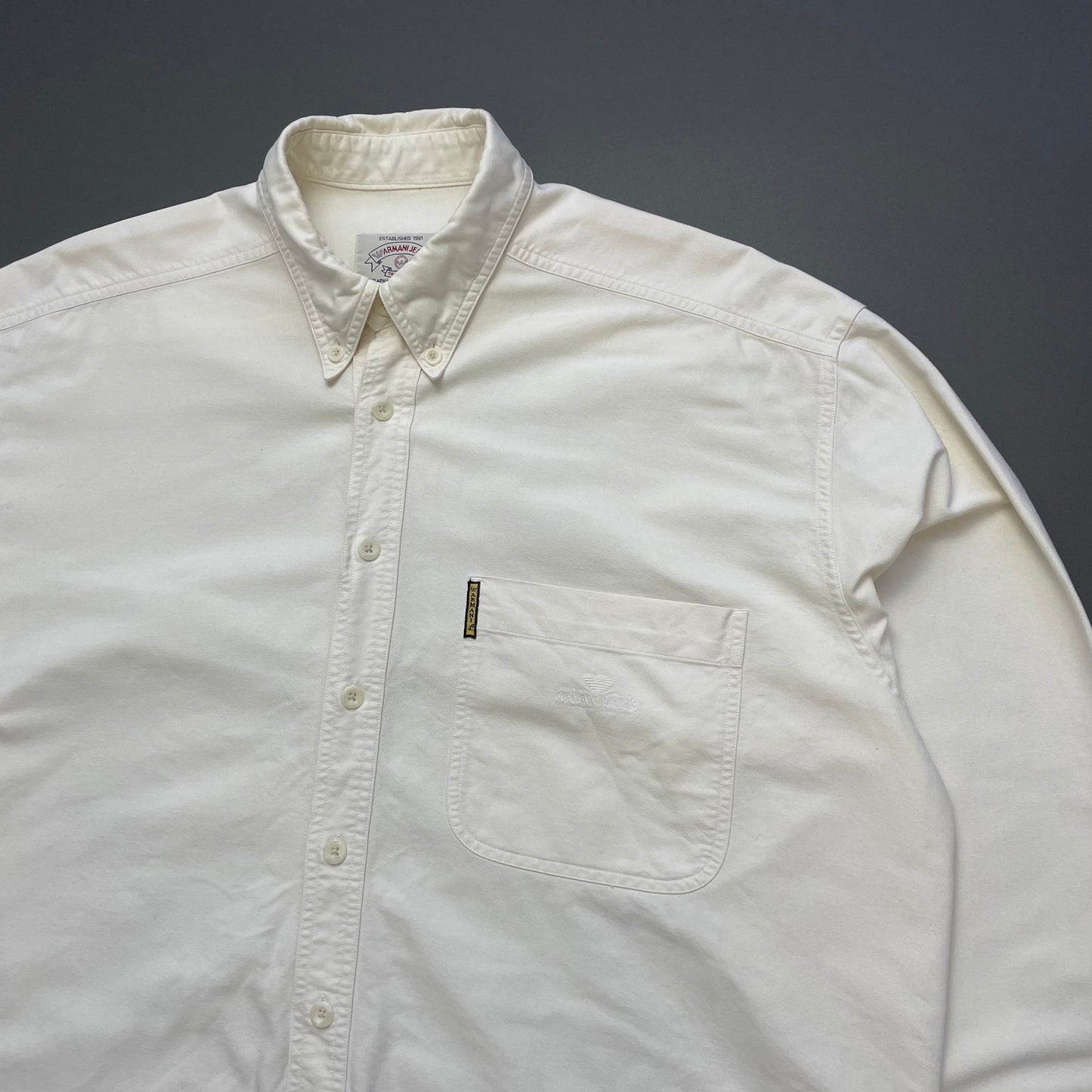 Armani Jeans Cream 90s Canvas Cotton Shirt