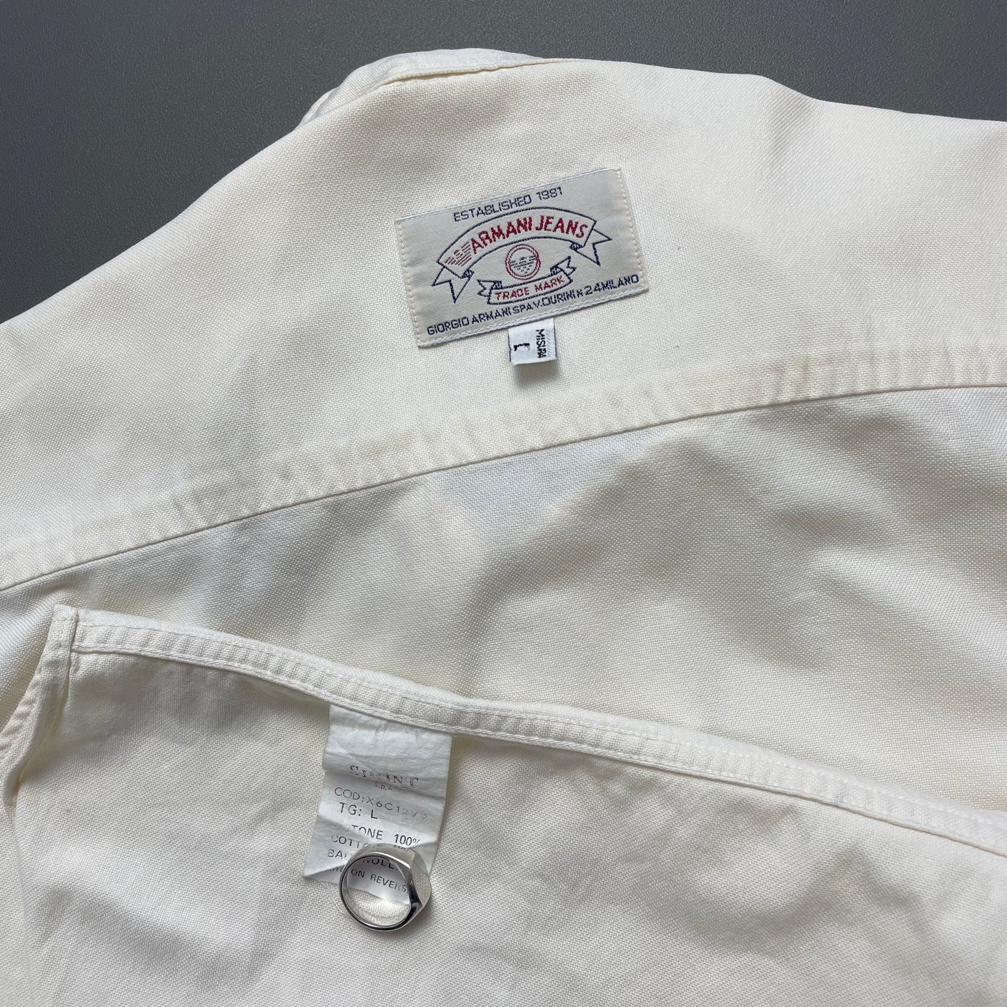 Armani Jeans Cream 90s Canvas Cotton Shirt
