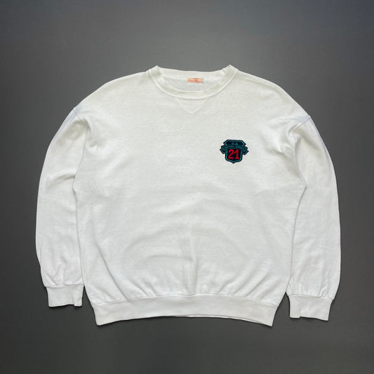 Emporio Armani Cream White 80s Crest Patch Crewneck Jumper