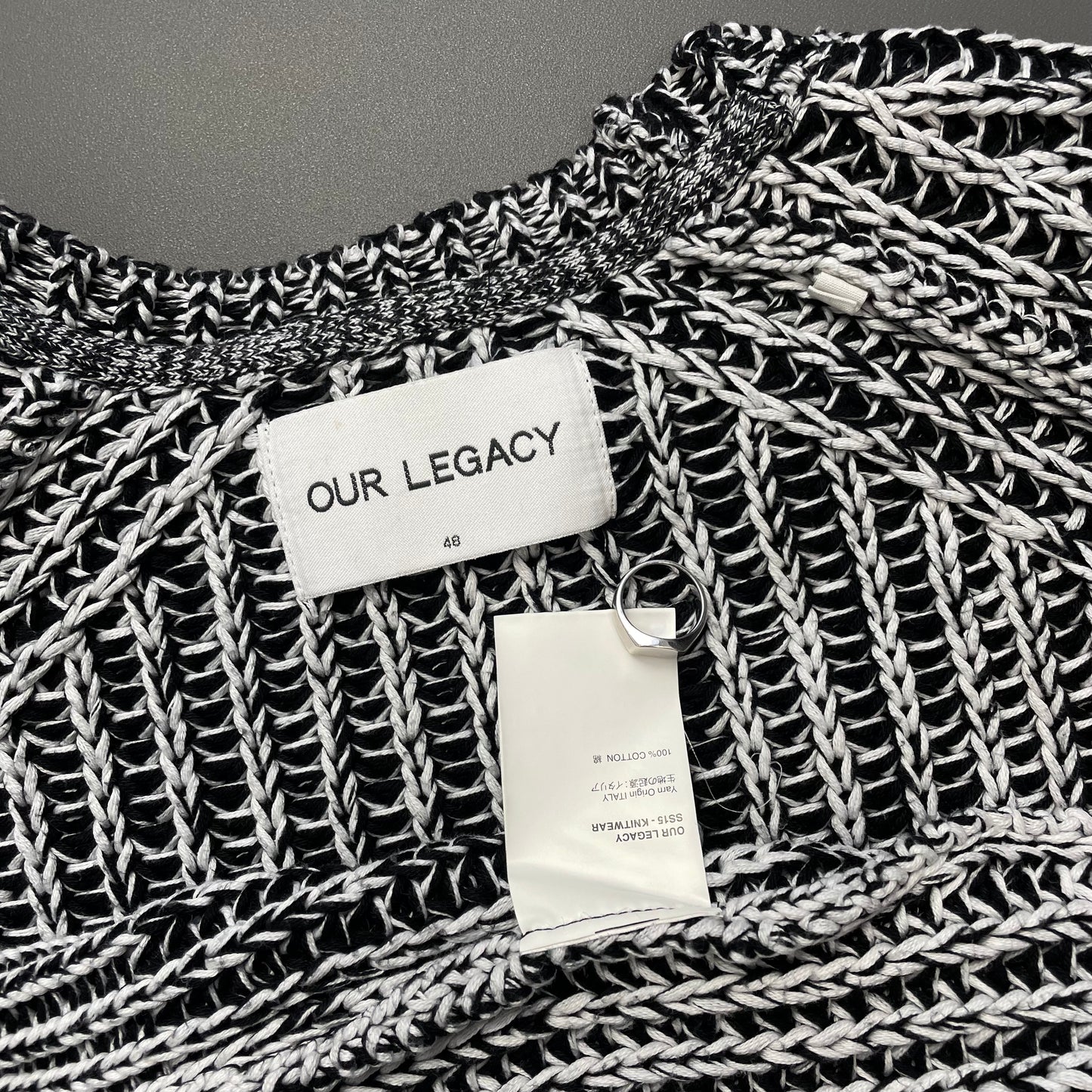 Our Legacy White & Black SS15 Chunky Knit Crewneck Jumper