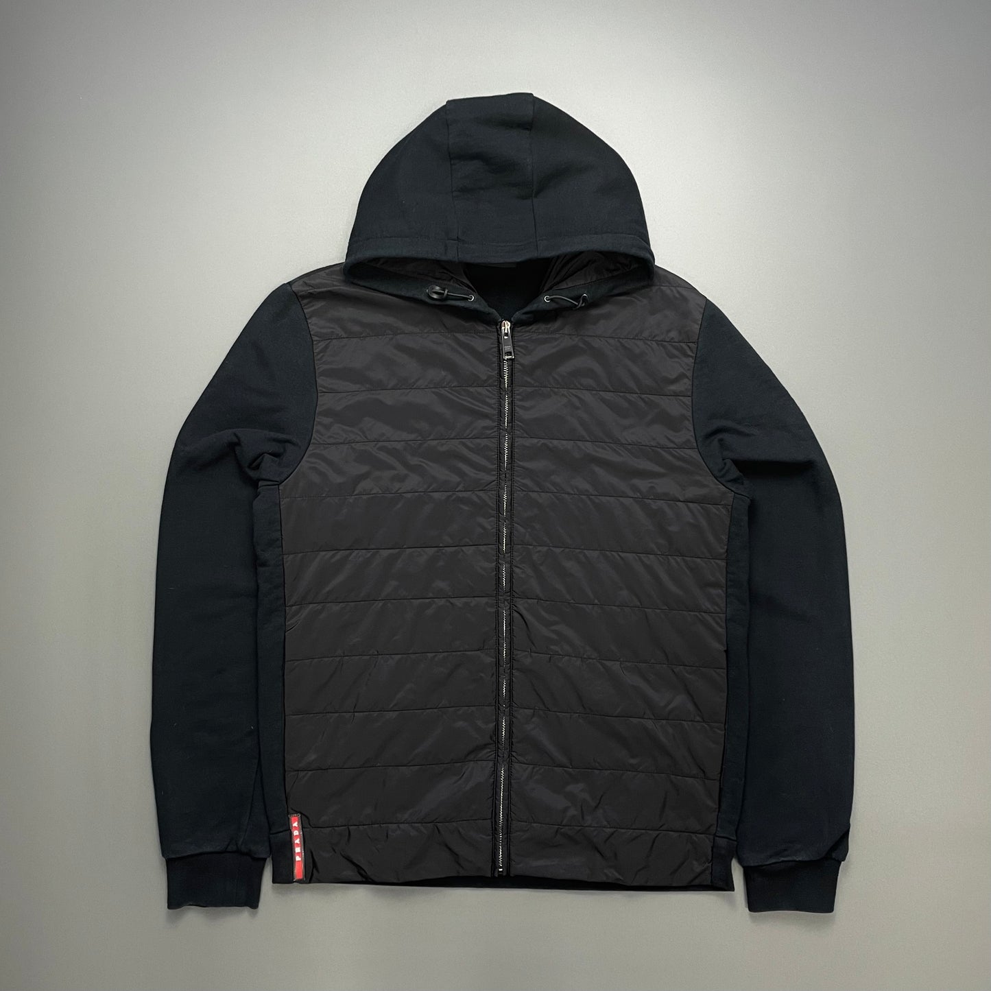 Prada Sport Black 2018 Padded Hybrid Hooded Jacket