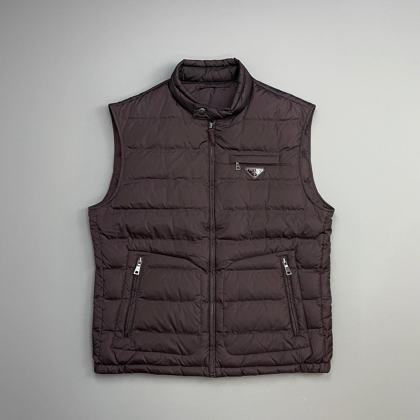 Prada Sport Burgundy 2013 Plaque Lightweight Down Puffer Gilet Vest