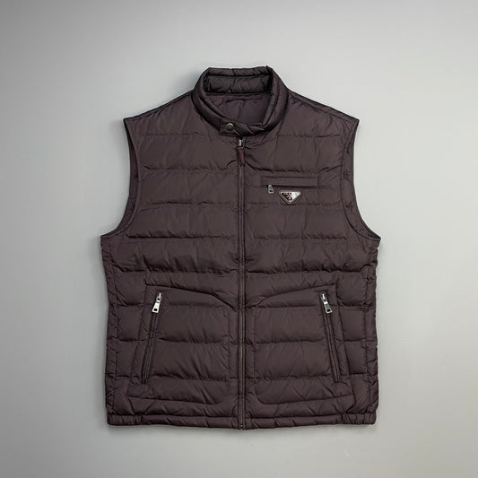 Prada Sport Burgundy 2013 Plaque Lightweight Down Puffer Gilet Vest