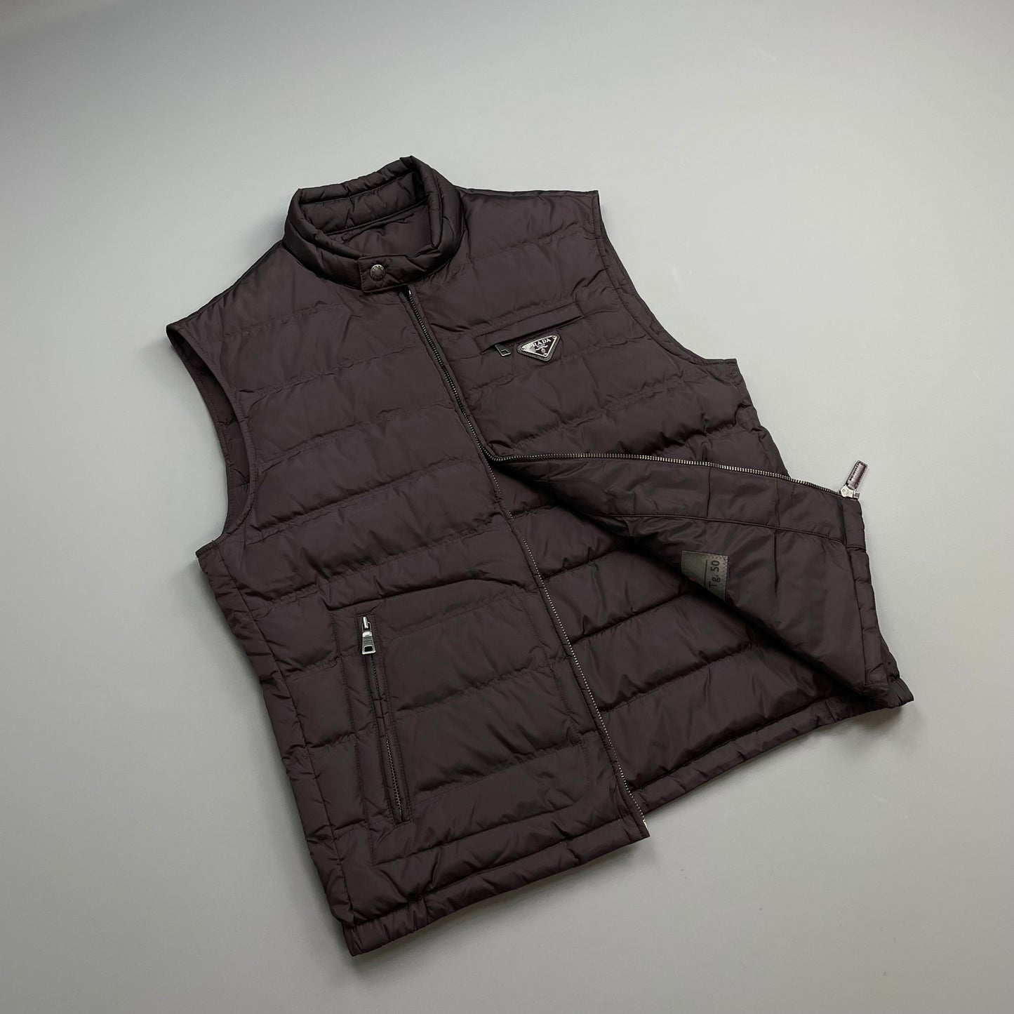 Prada Sport Burgundy 2013 Plaque Lightweight Down Puffer Gilet Vest