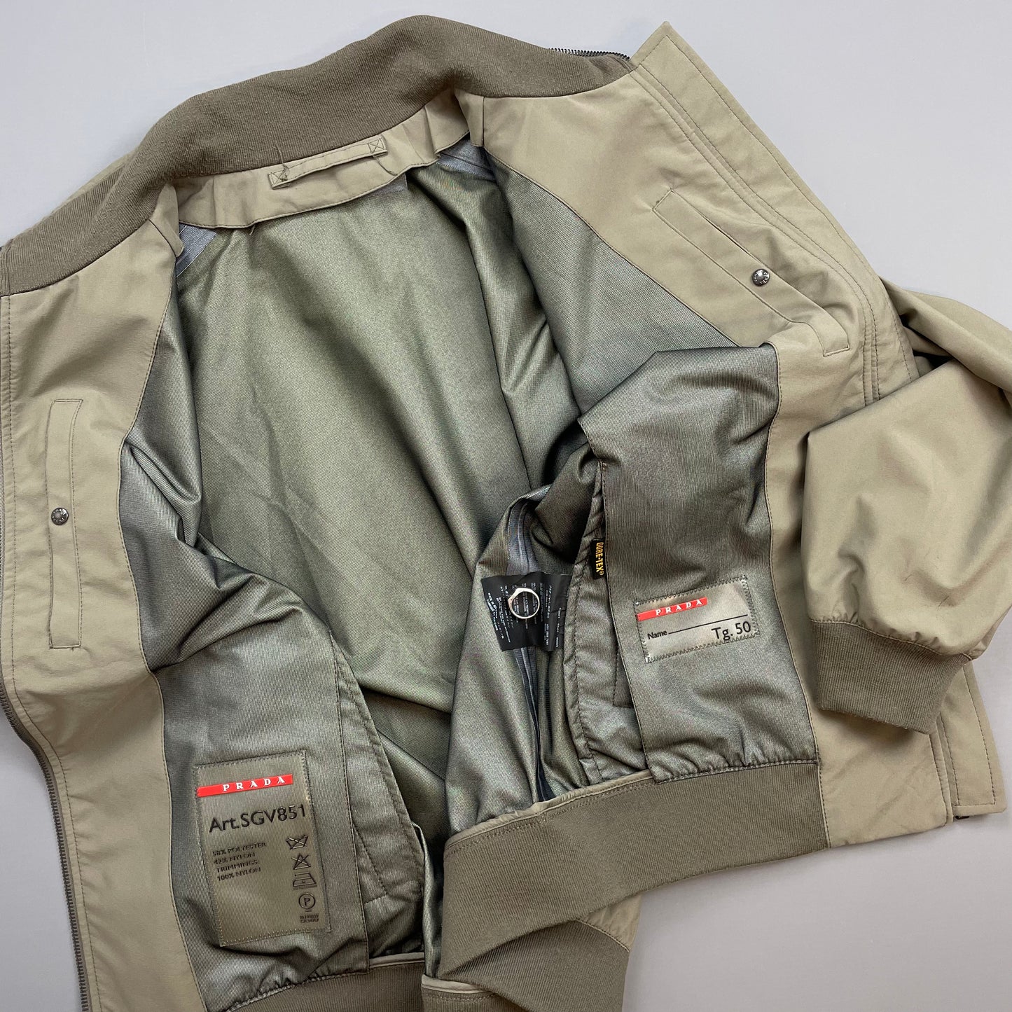 Prada Sport Grey/Brown 2006 Goretex Nylon-Trimmed Harrington Jacket