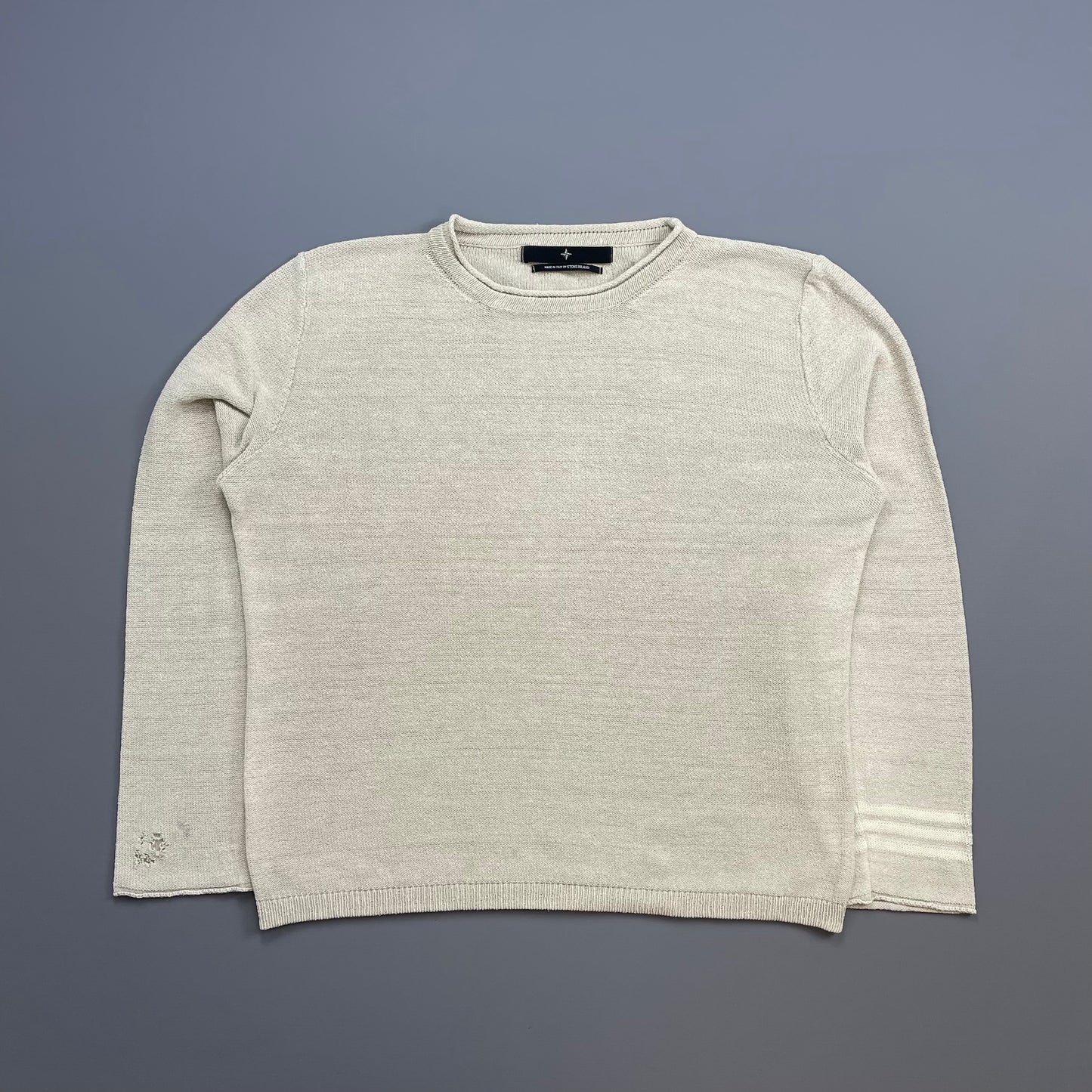 Stone Island Denims Beige 00s Emblem Cuff Knit Jumper