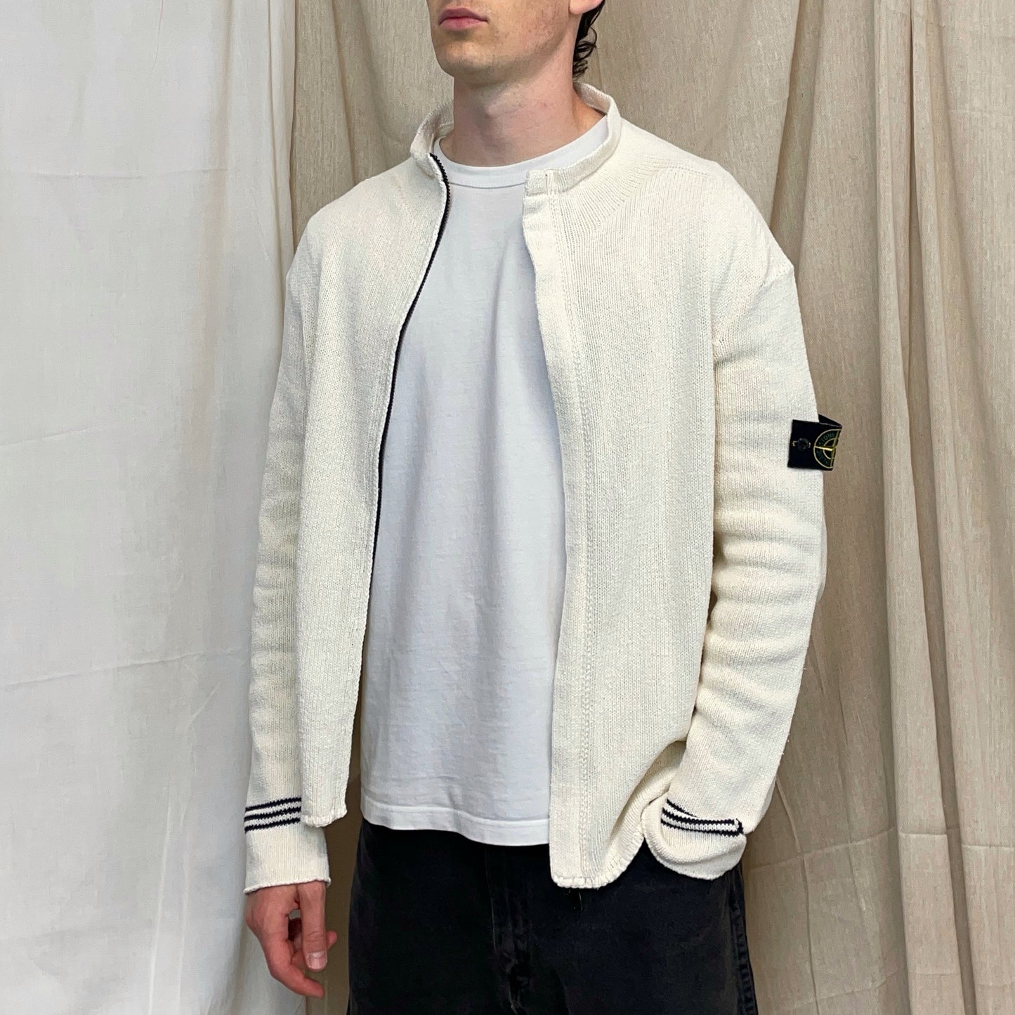 Stone Island Cream SS04 Knit Zip-Through Jumper