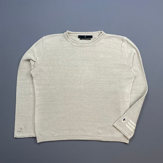 Stone Island Denims Beige 00s Emblem Cuff Knit Jumper